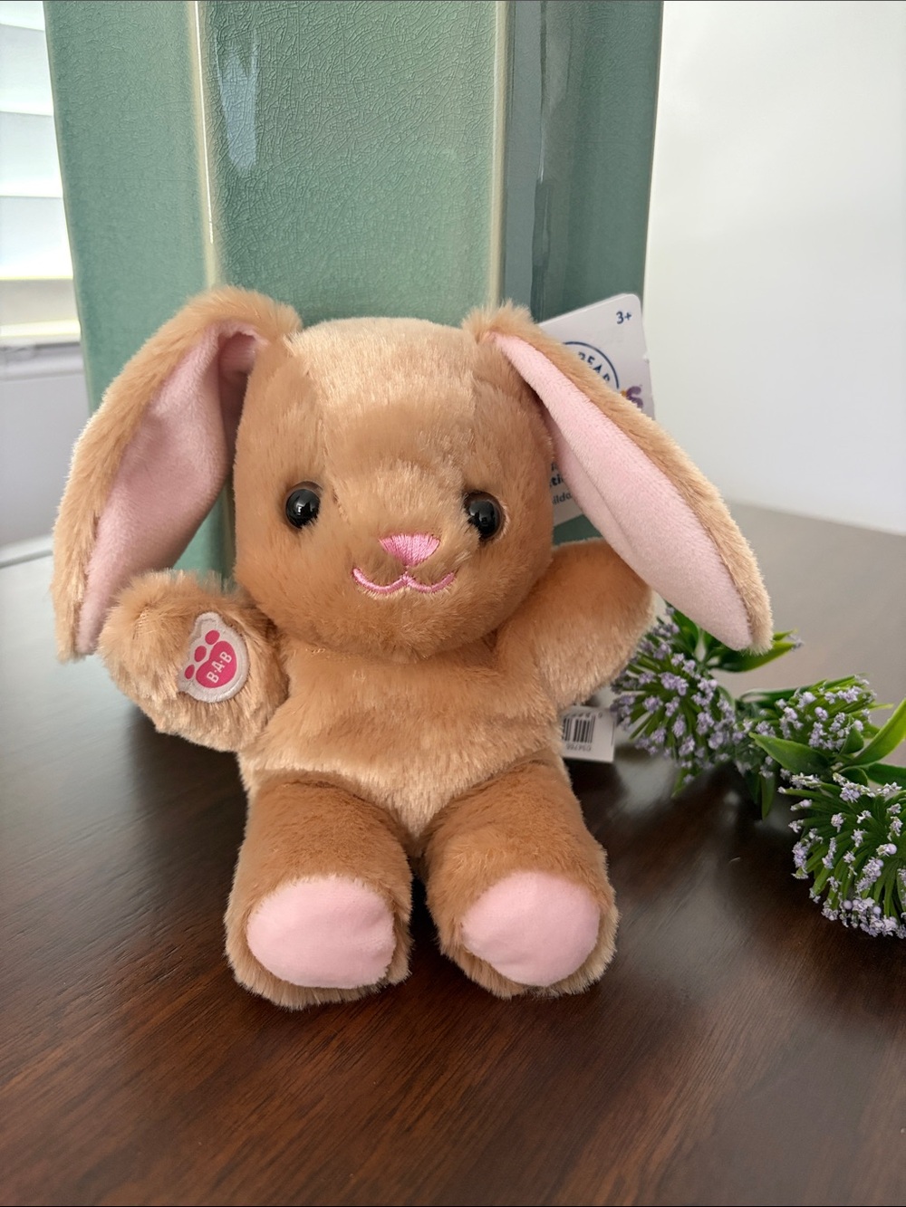 Build-A-Bear Mini Brown Plush Bunny with Pink Accents
